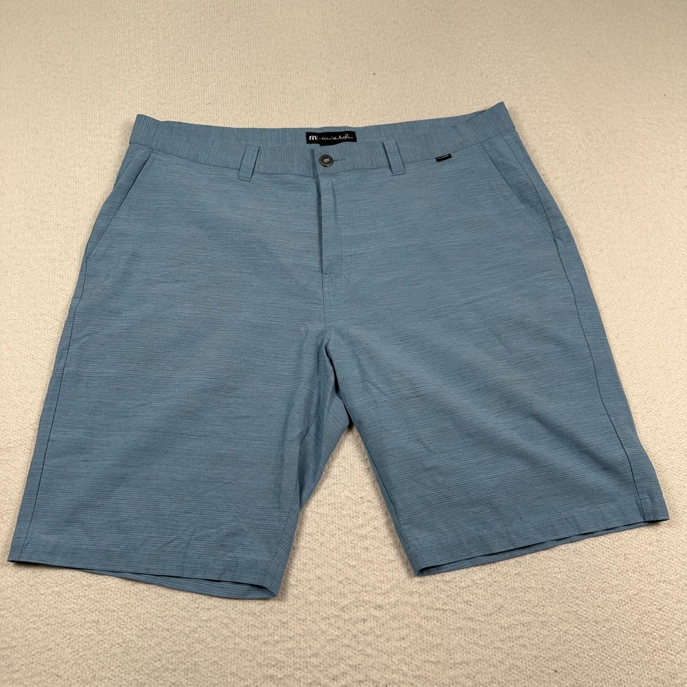 Travis Mathew Shorts Mens 40 Grommet Performance Golf Chino Casual Blue‎ 11"
